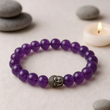 Amethyst Buddha Bead Bracelet