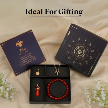 Aries Zodiac Box with Carnelian Crystals Jewellery
