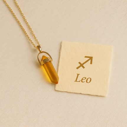 Leo Citrine Pencil Pendant and Chain