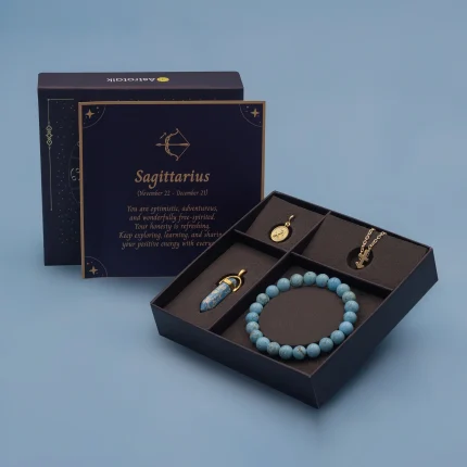 Sagittarius Zodiac Box with Turquoise Crystal Jewellery